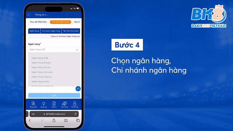 Bổ sung ngân hàng liên kết theo biểu mẫu